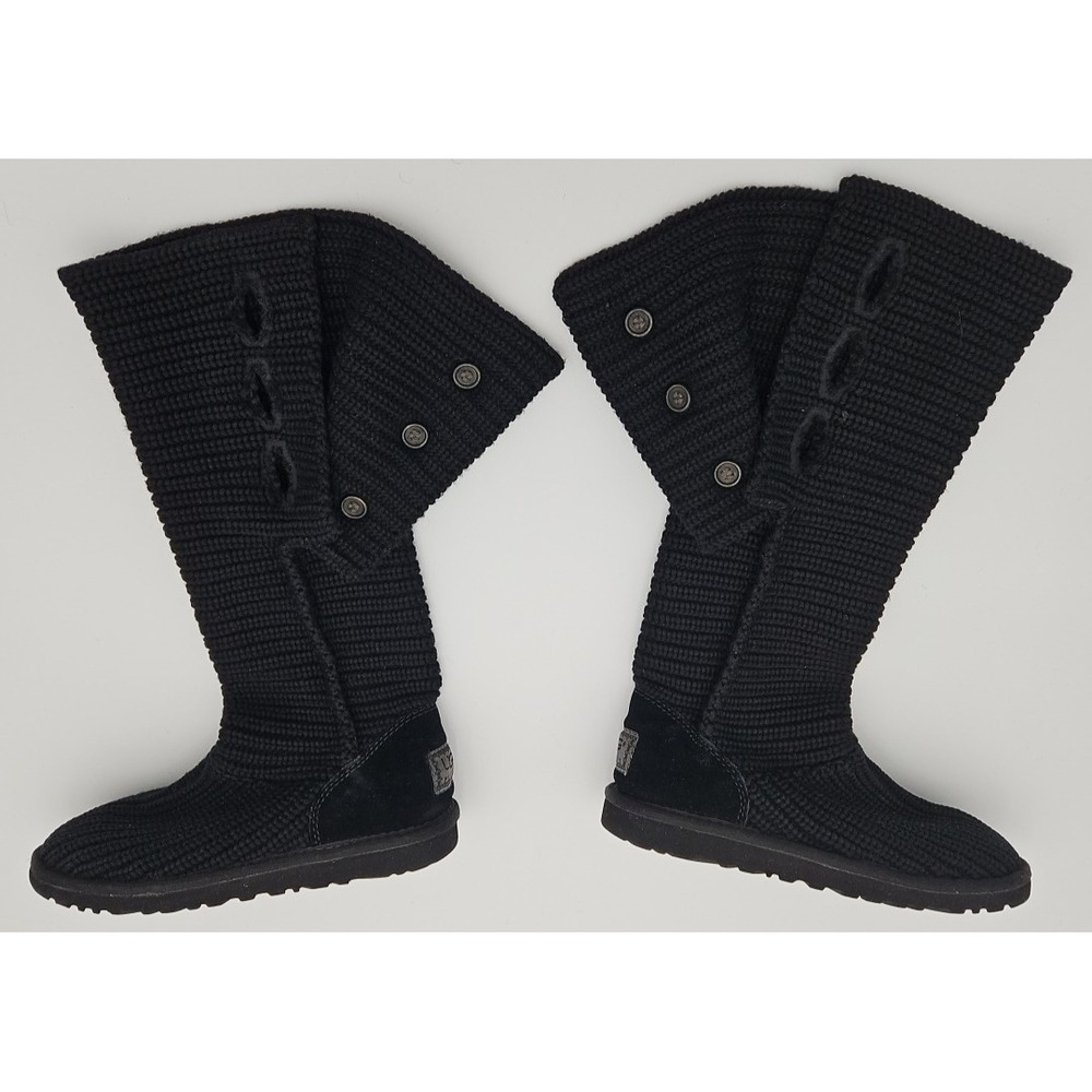UGG Cardy #5819 Black Classic Tall Chunky Knit Sweater Slouchy Boots US/6 EU/37 - Picture 16 of 16